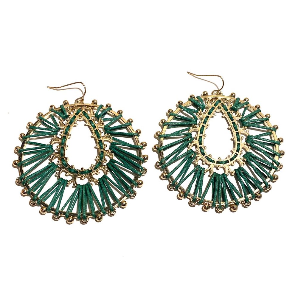 Green and Gold Statement Earrings